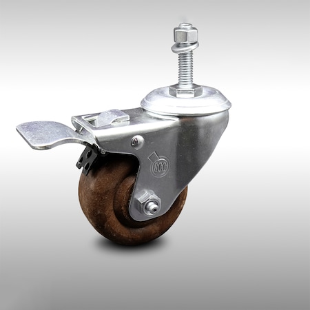 Service Caster 3.5 Inch SS High Temp Glass Filled Nylon 3/8 Inch Stem Caster Total Lock Brake SCC-SSTSTTL20S3514-GFNSHT-381615